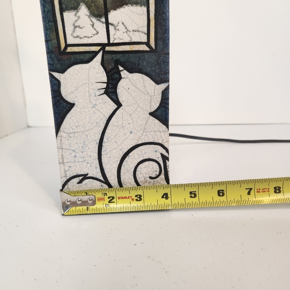 Braemar Pottery Coombs Vancouver Island Irridescent Cat Pottery Lamp Cats 1990s - Picture 11 of 13